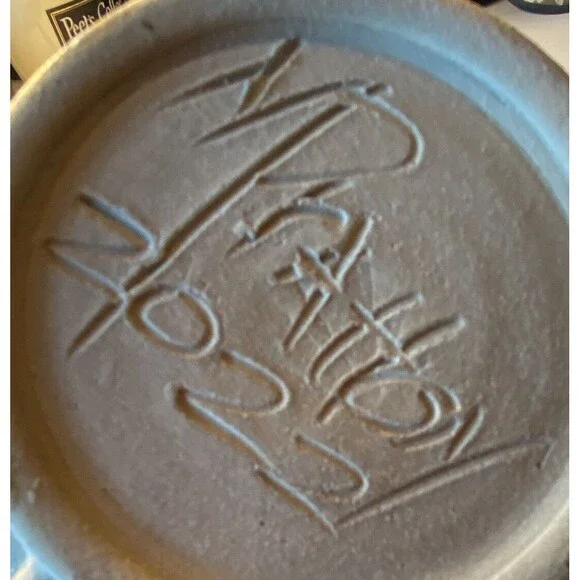 Nice Handmade Pottery Signed Shooting Stars Gray High End Coffee Mug Minty - Picture 4 of 10